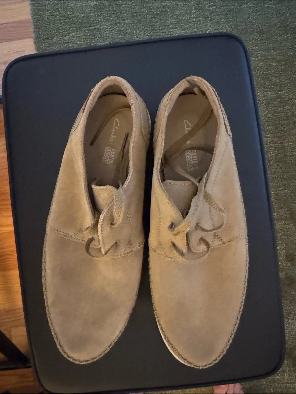 Clarks Men's Suede Lace-Up Loafers in Tan with White Sole
